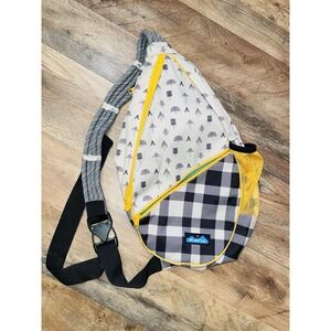 KAVU Paxton Pack sling bag with a black and white buffalo plaid CLEAN!